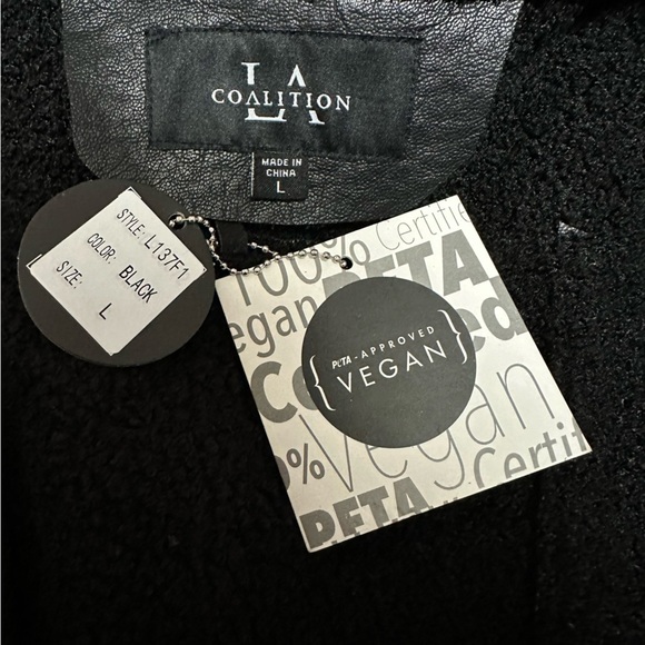 Coalition LA Vegan Leather Faux Fur Lined Moto Jacket - Picture 5 of 6